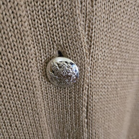 Lauren Ralph Lauren Vintage Tan Cotton Neutral Designer Cardigan Sweater Size L - Picture 3 of 5